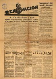 Portada:Renovación (Toulouse) : Boletín de Información de la Federación de Juventudes Socialistas de España. Núm. 7, 8 de agosto de 1945