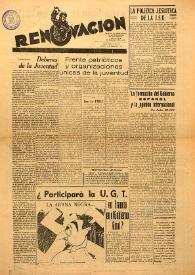 Renovación (Toulouse) : Boletín de Información de la Federación de Juventudes Socialistas de España. Núm. 11, 5 de septiembre de 1945 | Biblioteca Virtual Miguel de Cervantes