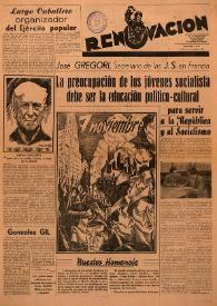 Renovación (Toulouse) : Boletín de Información de la Federación de Juventudes Socialistas de España. Núm. 18, 13 de noviembre de 1945 | Biblioteca Virtual Miguel de Cervantes