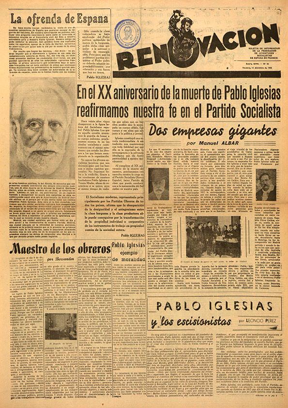 Renovación (Toulouse) : Boletín de Información de la Federación de Juventudes Socialistas de España. Núm. 22, 12 de diciembre de 1945 | Biblioteca Virtual Miguel de Cervantes