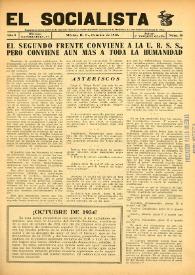 Portada:El Socialista (México D. F.). Año I, núm. 10, octubre de 1942