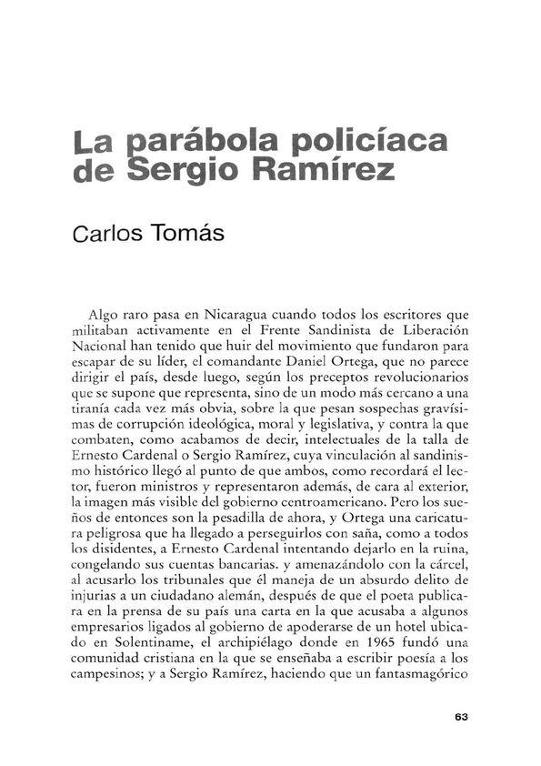 La parábola policíaca de Sergio Ramírez / Carlos Tomás | Biblioteca Virtual Miguel de Cervantes