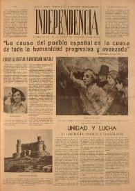 Portada:Independencia : Publicación de la Unión de Jóvenes Patriotas. Núm. 4, 2.ª quincena de septiembre de 1944