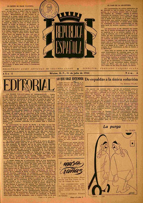 República Española. Año I, núm. 6, 31 de julio de 1944 | Biblioteca Virtual Miguel de Cervantes
