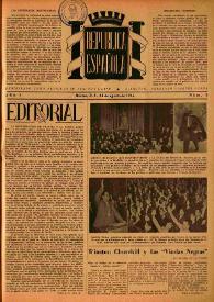 Portada:República Española. Año I, núm. 8, 31 de agosto de 1944