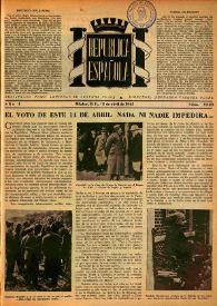 Portada:República Española. Año I, núm. 19-20, 15 de abril de 1945