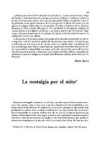 La nostalgia por el mito / Milagros Sánchez Arnosi | Biblioteca Virtual Miguel de Cervantes