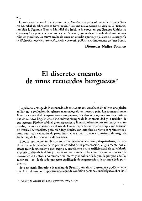 El discreto encanto de unos recuerdos burgueses / José Manuel Cuenca Toribio | Biblioteca Virtual Miguel de Cervantes