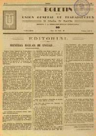 Portada:U.G.T. : Boletín de la Unión General de Trabajadores de España en Francia. Núm. 2, enero de 1945