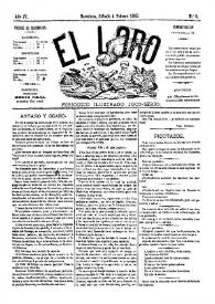 Portada:El Loro : periódico ilustrado joco-serio. Núm. 5, 4 de febrero de 1882