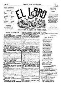 Portada:El Loro : periódico ilustrado joco-serio. Núm. 6, 11 de febrero de 1882