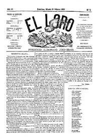 Portada:El Loro : periódico ilustrado joco-serio. Núm. 8, 25 de febrero de 1882