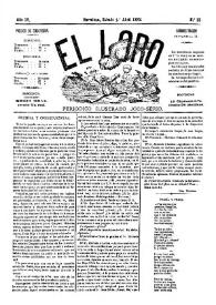 Portada:El Loro : periódico ilustrado joco-serio. Núm. 13, 1 de abril de 1882
