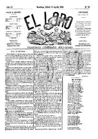 Portada:El Loro : periódico ilustrado joco-serio. Núm. 33, 19 de agosto de 1882