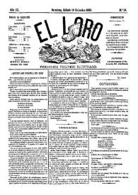 Portada:El Loro : periódico ilustrado joco-serio. Núm. 50, 16 de diciembre de 1882