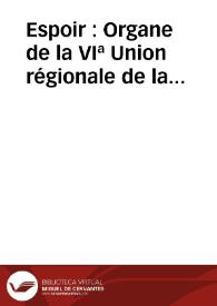Portada:Espoir : Organe de la VIª Union régionale de la C.N.T.F