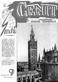 Portada:Cenit : Revista de Sociología, Ciencia y Literatura. Año I, núm. 9, septiembre 1951