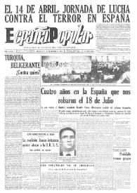 Portada:España popular : semanario al servicio del pueblo español. Año I, núm. 2, 25 de febrero de 1940