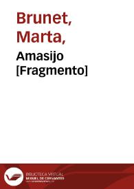 Portada:Amasijo [Fragmento] / Marta Brunet