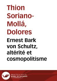 Portada:Ernest Bark von Schultz, altérité et cosmopolitisme / Dolores Thion Soriano-Mollá
