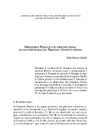 Portada:Ministerio Público y el proceso penal en las sentencias del Tribunal Constitucional / Pablo Sánchez Velarde