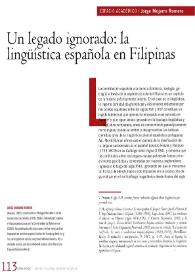 Portada:Un legado ignorado: la lingüística española en Filipinas / Jorge Mojarro Romero