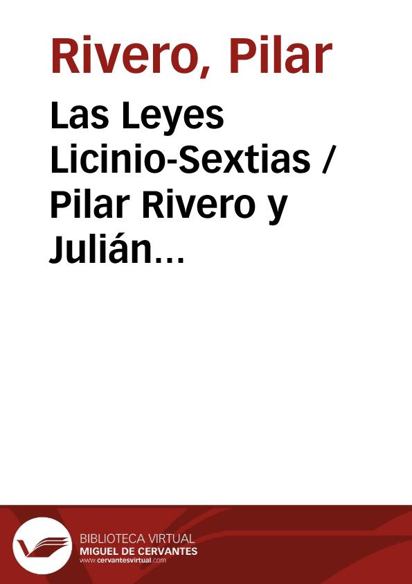 Las Leyes Licinio-Sextias / Pilar Rivero y Julián Pelegrín | Biblioteca Virtual Miguel de Cervantes
