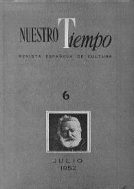 Portada:Nuestro Tiempo : revista española de cultura. Año IV, segunda época, núm. 6, julio 1952