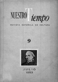 Portada:Nuestro Tiempo : revista española de cultura. Año V, segunda época, núm. 9, julio 1953