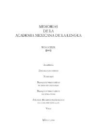 Portada:Memorias de la Academia Mexicana de la Lengua. Tomo 29 [2001]
