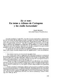 "Sic et non": en torno a Alfonso de Cartagena y los "studia humanitatis" / María Morrás | Biblioteca Virtual Miguel de Cervantes
