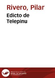 Portada:Edicto de Telepinu / Pilar Rivero y Julián Pelegrín