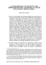 Portada:La formación de la clase política del liberalismo español. Análisis de los cargos públicos del Trienio Liberal / Juan Francisco Fuentes Aragonés