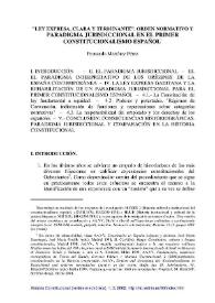 Portada:\"Ley expresa, clara y terminante\". Orden normativo y paradigma jurisdiccional en el primer constitucionalismo español / Fernando Martínez Pérez