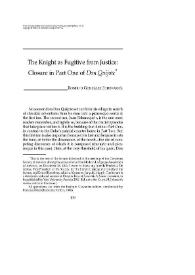 Portada:The Knight as Fugitive from Justice: Closure in Part I of Don Quijote / Roberto González Echevarría
