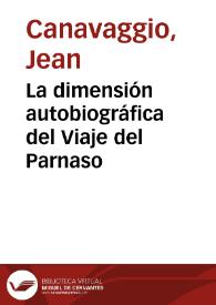 Portada:La dimensión autobiográfica del Viaje del Parnaso / Jean Canavaggio
