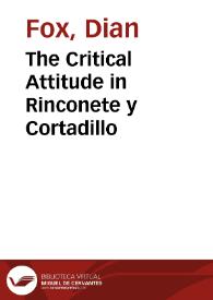 Portada:The Critical Attitude in Rinconete y Cortadillo / Dian Fox