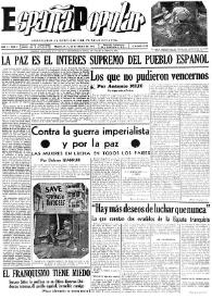 Portada:España popular : semanario al servicio del pueblo español. Año I, núm. 7, 28 de marzo de 1940