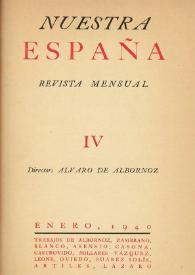 Portada:Nuestra España : Revista Mensual. Núm. 4, enero de 1940