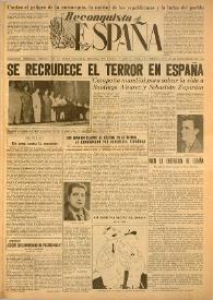 Portada:Reconquista de España : Periódico Semanal. Órgano de la Unión Nacional Española en México. Año I, núm. 14, 29 de septiembre de 1945