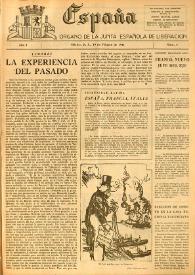 Portada:España : Órgano de la Junta Española de Liberación. Año I, núm. 4, 19 de febrero de 1944