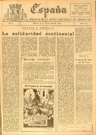 Portada:España : Órgano de la Junta Española de Liberación. Año I, núm. 13, 29 de abril de 1944