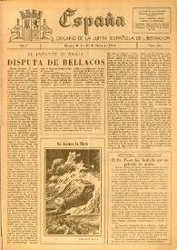 Portada:España : Órgano de la Junta Española de Liberación. Año I, núm. 16, 20 de mayo de 1944