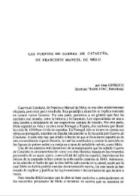 Portada:Las fuentes de \"Guerra de Cataluña\" de Francisco Manuel de Melo / por Joan Estruch