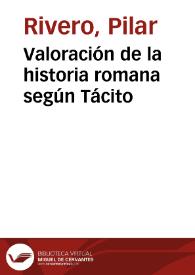 Valoración de la historia romana según Tácito / Pilar Rivero y Julián Pelegrín | Biblioteca Virtual Miguel de Cervantes