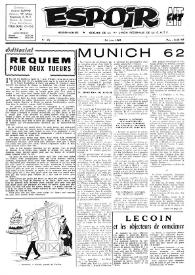Portada:Espoir : Organe de la VIª Union régionale de la C.N.T.F. Num. 25, 24 juin 1962