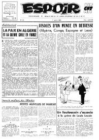 Portada:Espoir : Organe de la VIª Union régionale de la C.N.T.F. Num. 26, 1 juillet 1962