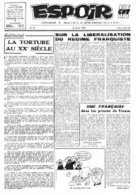 Portada:Espoir : Organe de la VIª Union régionale de la C.N.T.F. Num. 53, 6 janvier 1963