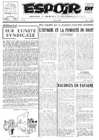 Portada:Espoir : Organe de la VIª Union régionale de la C.N.T.F. Num. 74, 2 juin 1963