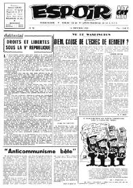 Portada:Espoir : Organe de la VIª Union régionale de la C.N.T.F. Num. 97, 10 novembre 1963